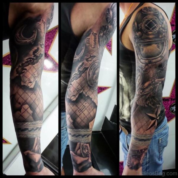 Elegant Full Sleeve Tattoo 