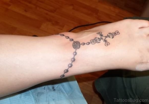 Stylish Rosary Tattoo On Ankle