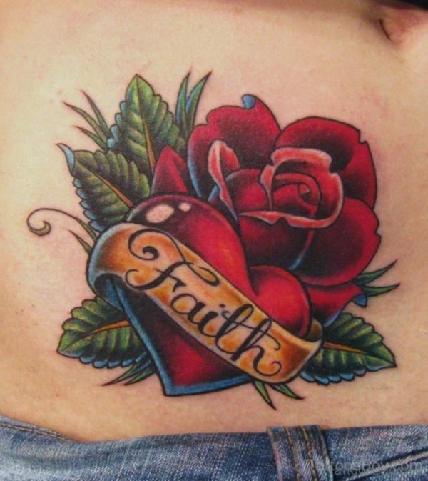 Stylish Rose Tattoo On Waist 