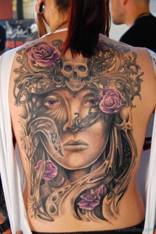 Stylish Skull Tattoo On Back Body