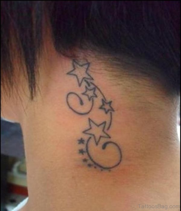 Stylish Stars Neck Tattoo 