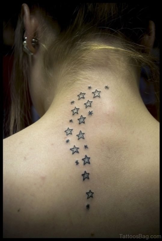 Stylish Stars Tattoo On Neck 