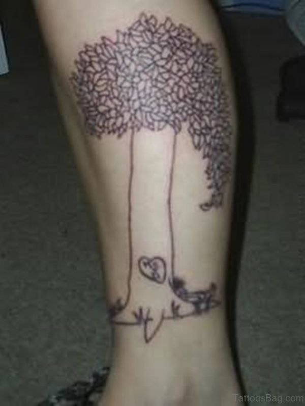 Stylish Tree Tattoo On Leg