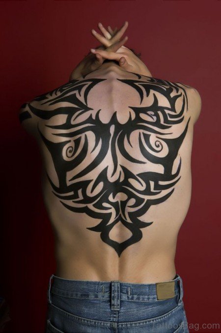 Stylish Tribal Tattoo On Back Body