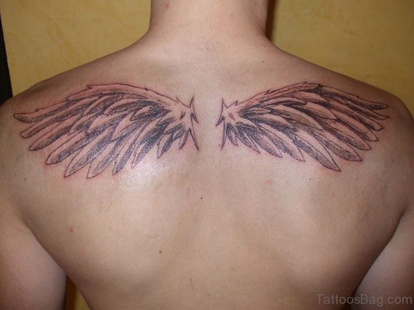 Stylish Wings Tattoo On Back Body