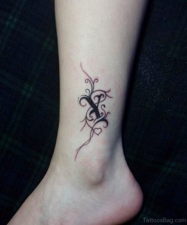 Stylish Y Tattoo On Ankle