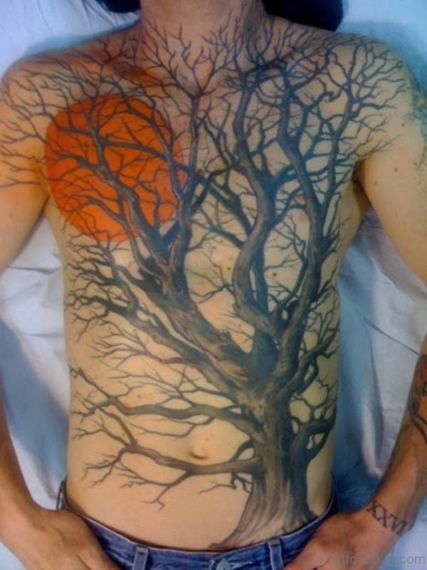 Sun And Tree Tattoo