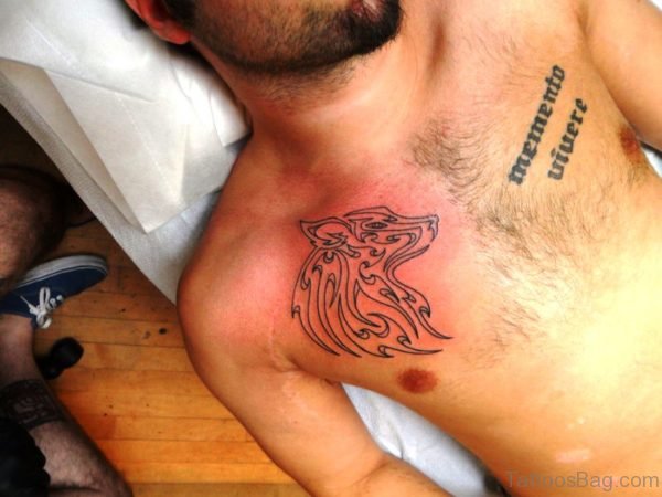Superb Alpha Wolf Tattoo On Chest