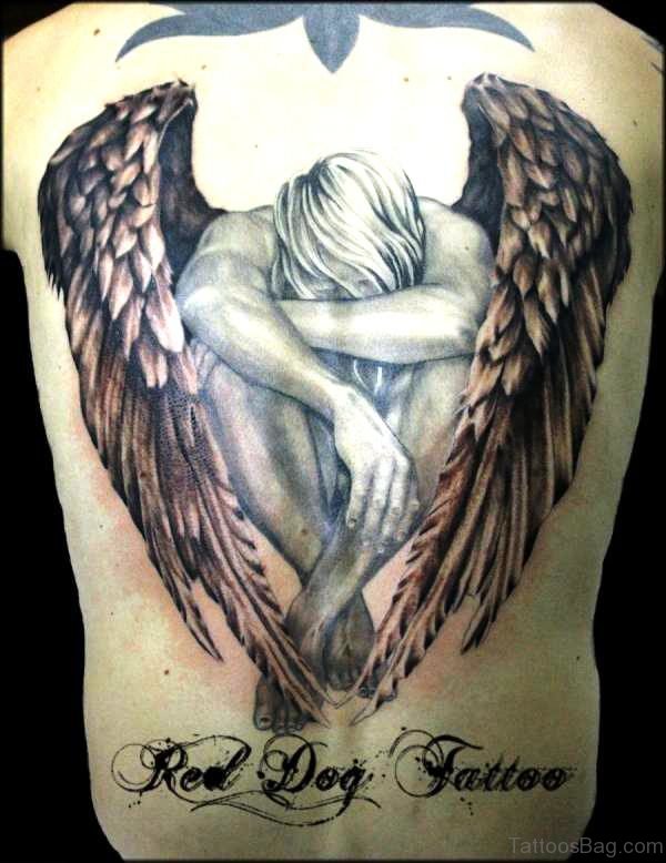 Superb Archangel Tattoo On Back