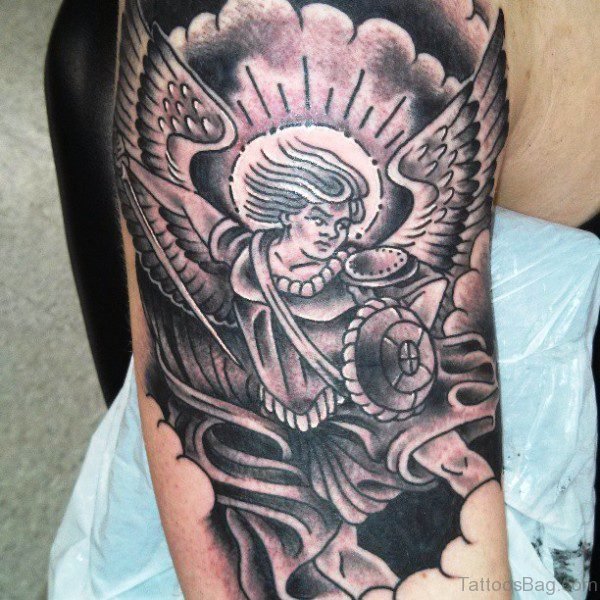 Superb Archangel Tattoo On Shoulder