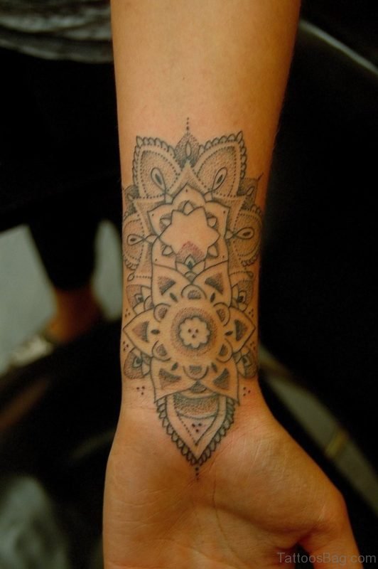 Superb Mandala Tattoo On Wrist 