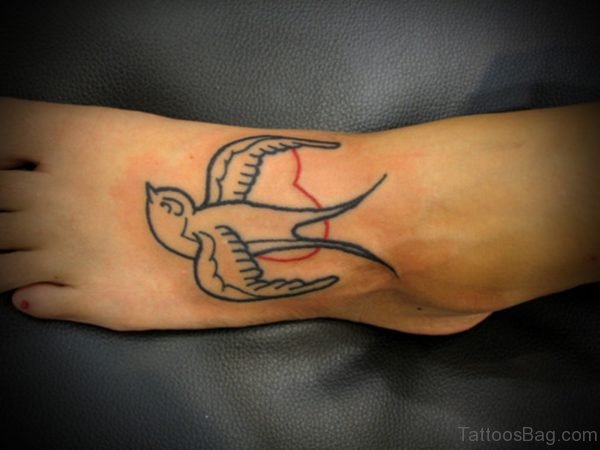 Swallow Bird Tattoo On Foot