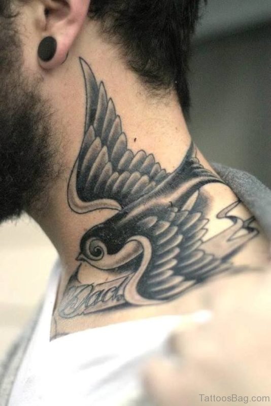 Swallow Tattoo Design On Neck