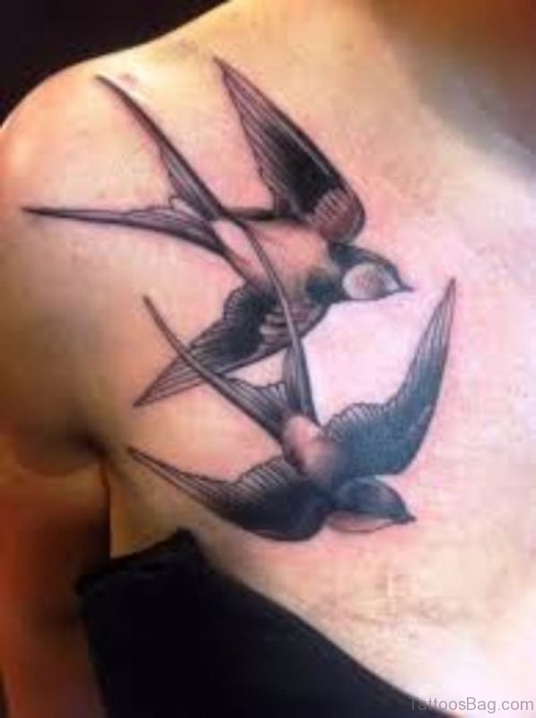 Swallow Tattoo On Chest