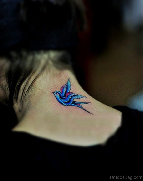 Swallow Tattoo On Nape 