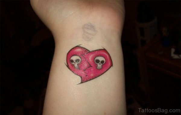Sweet Broken Heart Tattoo On Wrist