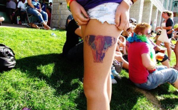 Sweet Butterfly Elephant Tattoo on Thigh