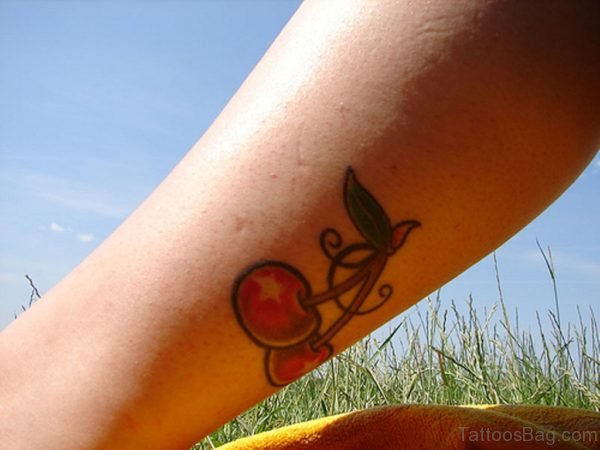 Sweet Cherry Tattoo On Wrist