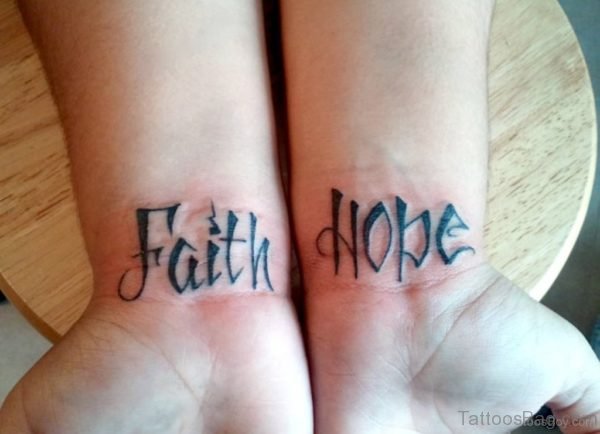 Sweet Faith Hope Tattoo On Wrist 