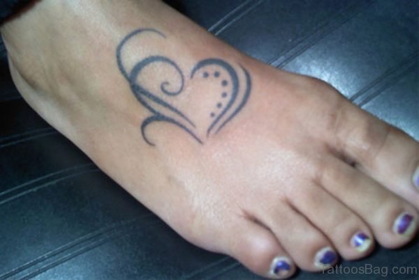 Sweet Heart Tattoo On Foot
