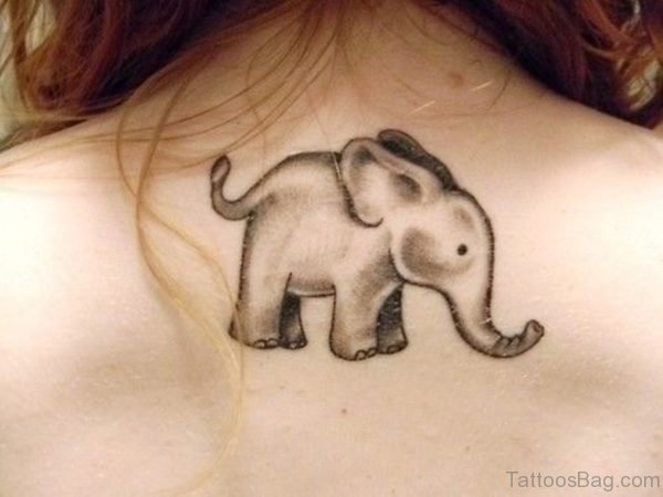 Sweet Small Elephant Tattoo On Back