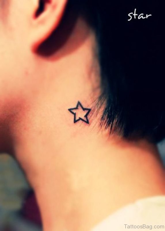 Tiny Star Tattoo On Nape 