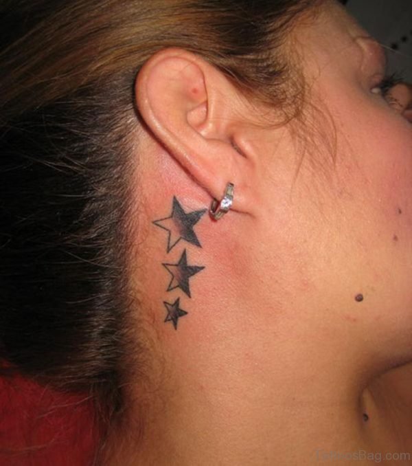 Sweet Stars Neck Tattoo 