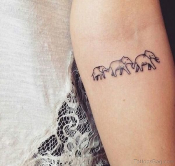 Three Elephant Tattoo On Forearm