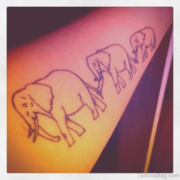 Three Simple Forearm Elephant Tattoo