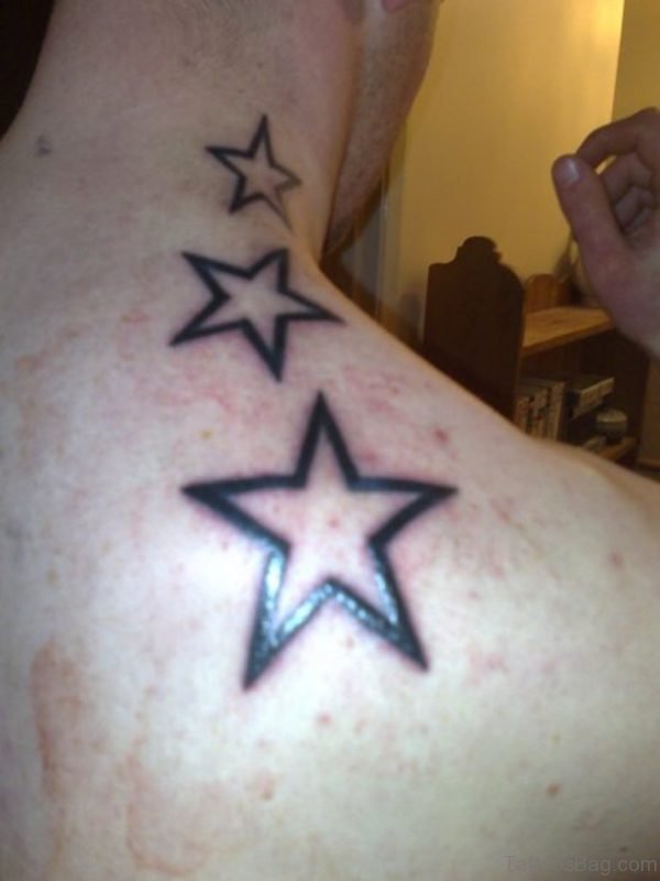 Three Stars Neck Back Tattoo 