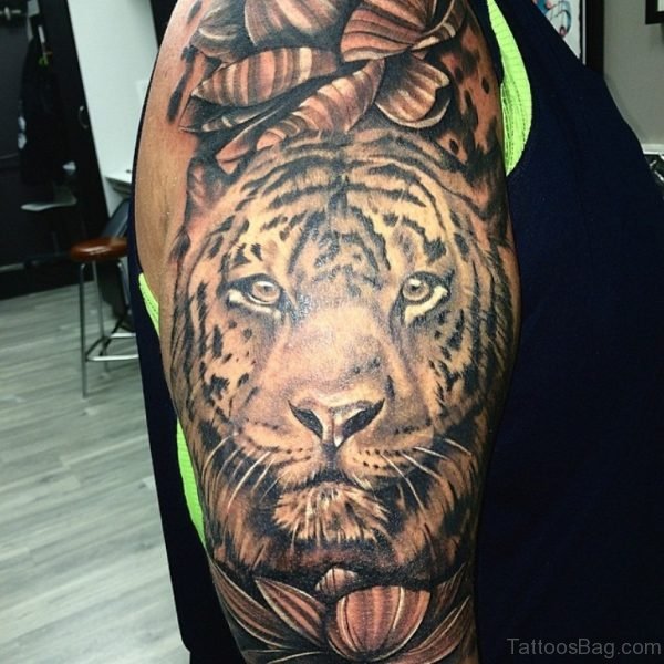 Tiger Tattoo Design On Shoulder 