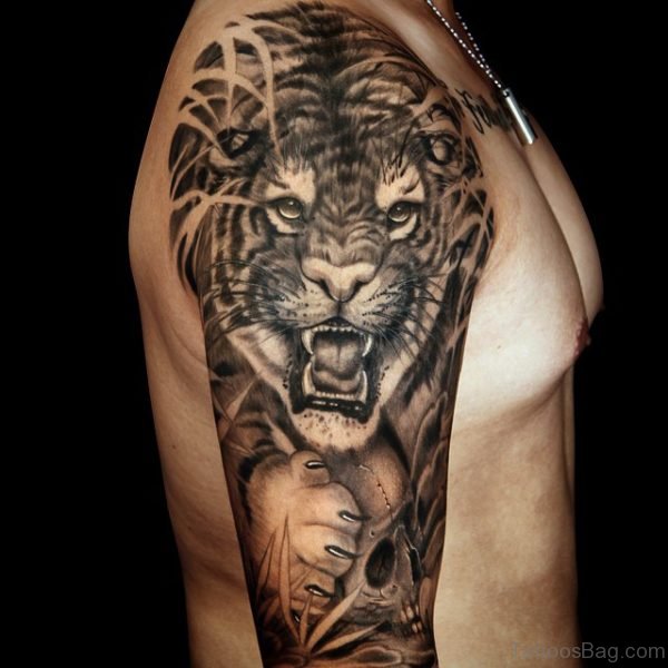 Tiger Tattoo Design On Shoulder 