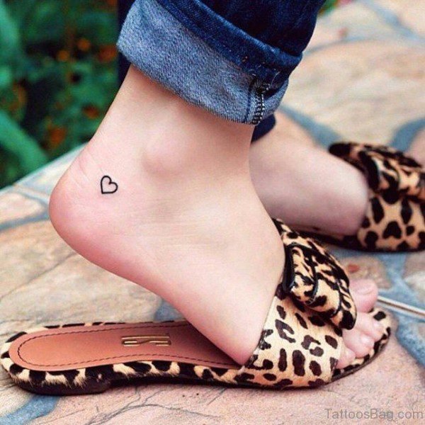 Tiny Ankle Heart Tattoo