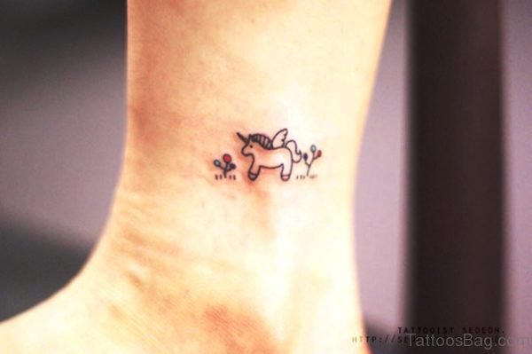 Tiny Unicorn Tattoo On Leg