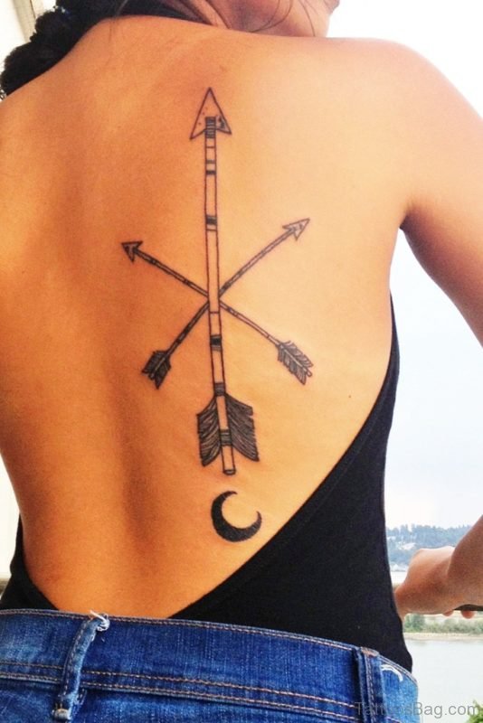 Traditional Arrow Tattoo On Back