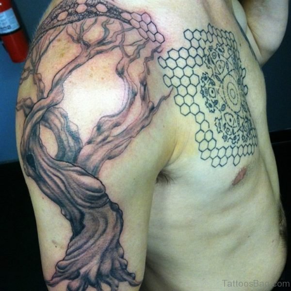 Tree With Alex Grey Tattoo On Chest For Men