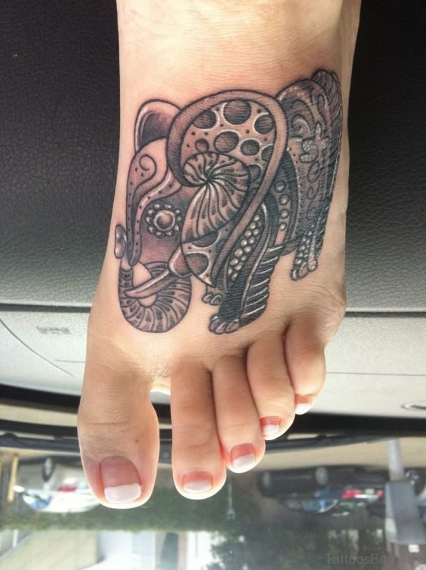 Trendy Elephant Tattoo On Foot