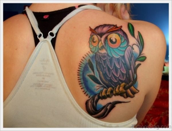 Trendy Owl Shoulder Tattoo
