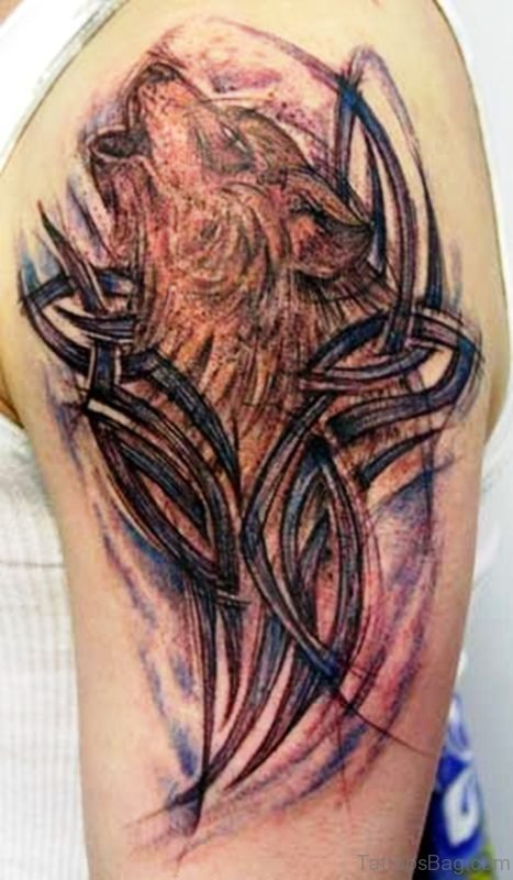 Tribal Alpha Wolf Tattoo