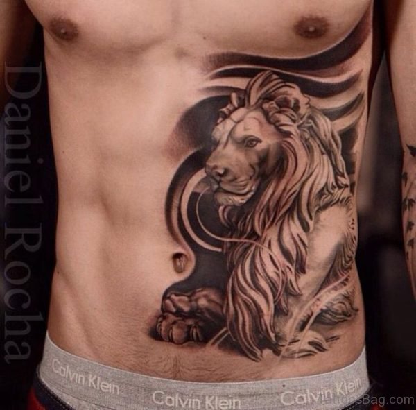 Tribal And Lion Tattoo