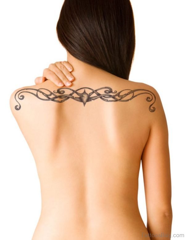 Tribal Barbed Wire Tattoo On Back 