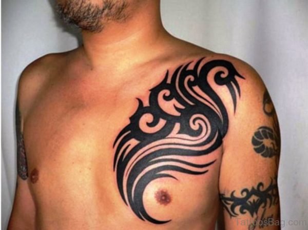 Tribal Black Chest Tattoo