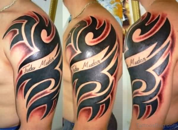 Tribal Black Tattoo On Shoulder