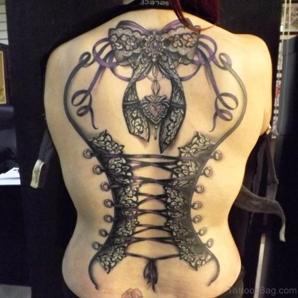 Tribal Corset Tattoo On Back