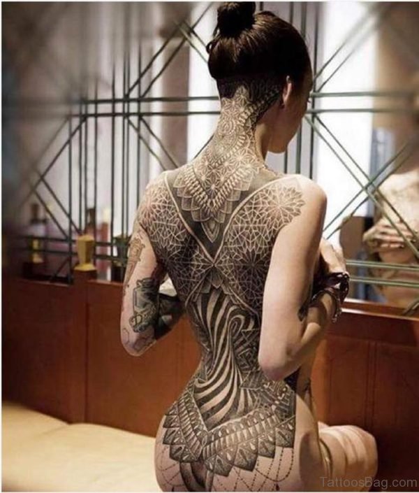 Tribal Tattoo Design On Full Back 