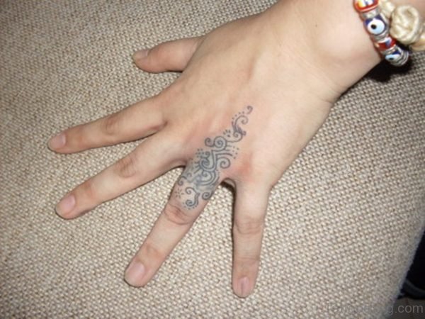 Tribal Tattoo On Finger 