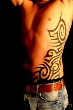 Tribal Tattoo On Rib 