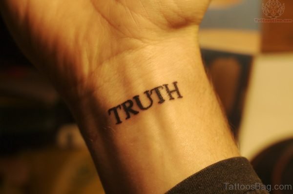 Truth Word Tattoo On Wrist 