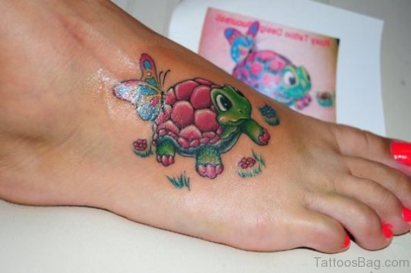 Turtle Tattoo On Foot