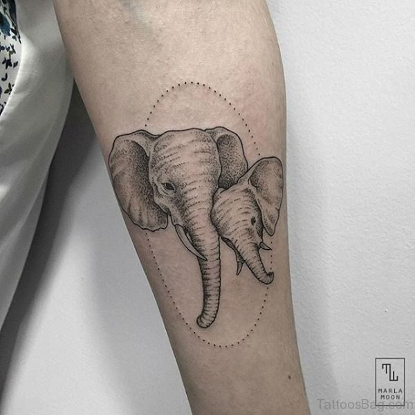 Two Elephant Tattoo On Forearm